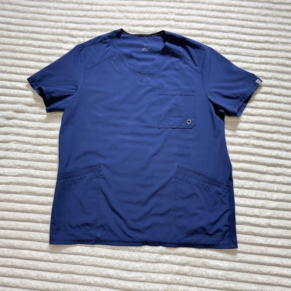 Ododos CK900A Unisex Navy Medical Scrub Top Size L Polyester Spandex
